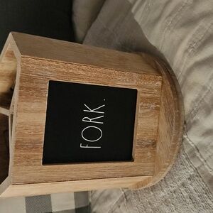 RAE DUNN Kitchen Utensil Holder Spinner in Natural Wood Tone